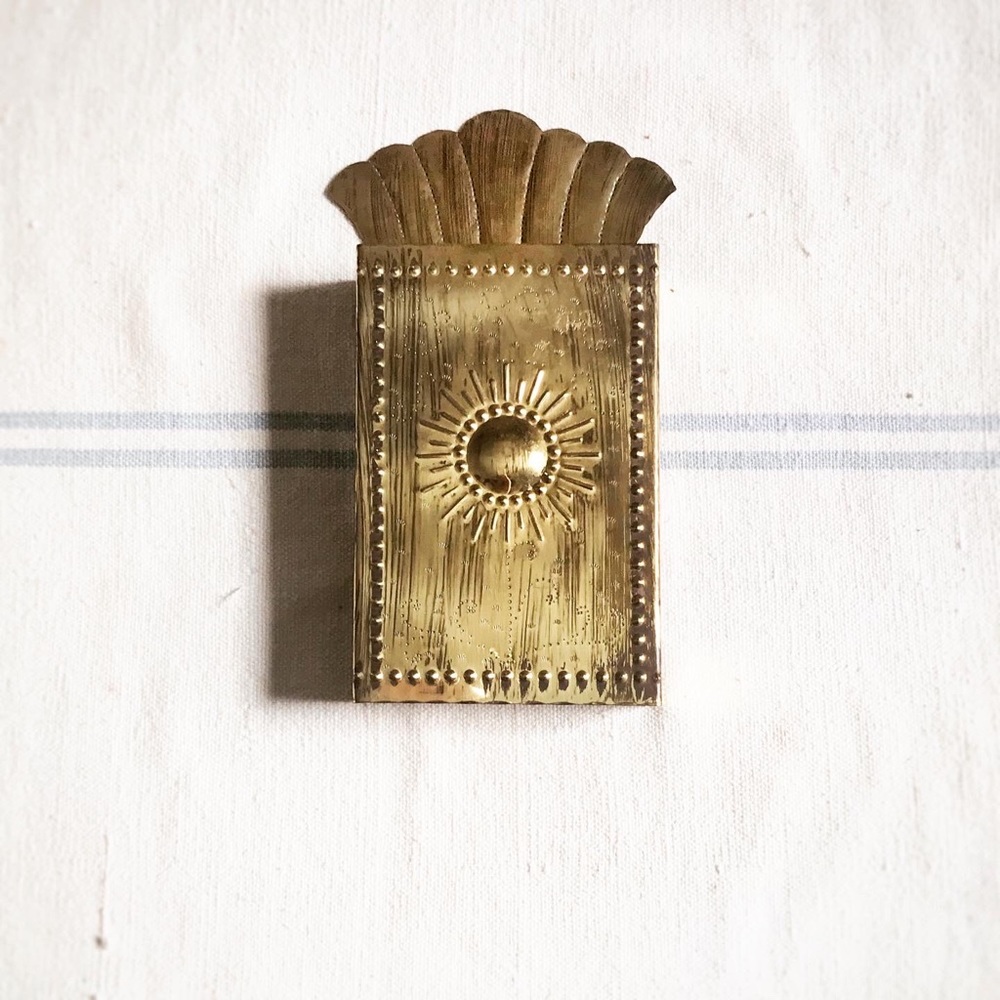 Vintage Swedish Brass Fireplace Matchstick Holder